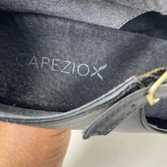 Capezio 657 Black Leather Manhattan Xtreme Tap Leather Buckle Shoe Size 6.5