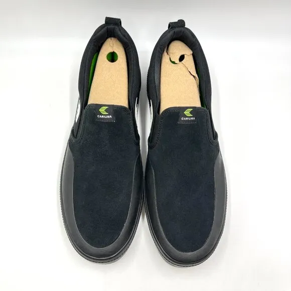 Cariuma Mens Size 13 Black Suede Canvas Slip On Sneakers Shoes