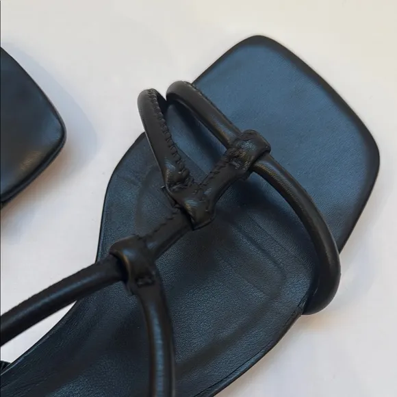 Carrano 8 Elegant Black Strappy Uniquely Designed Gold Kitten heel Sandal