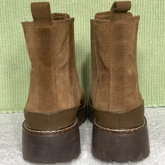 Caslon Women's Betsy Lug Sole Water Resistant Brown Suede Boots Shoes SZ US 9