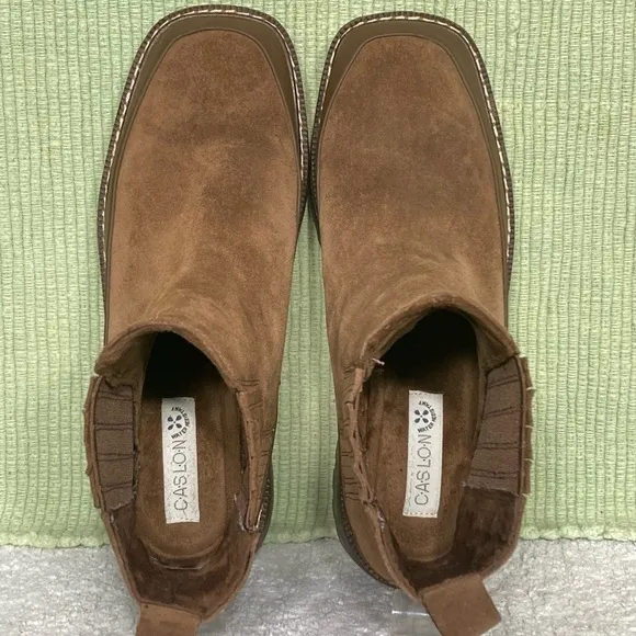 Caslon Women's Betsy Lug Sole Water Resistant Brown Suede Boots Shoes SZ US 9