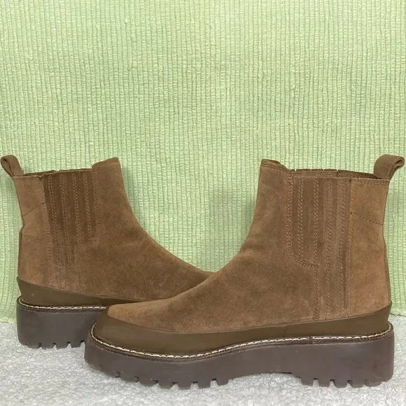 Caslon Women's Betsy Lug Sole Water Resistant Brown Suede Boots Shoes SZ US 9