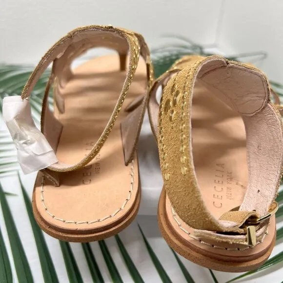 Cecelia New York Sand Bubbly Gladiator Studded Flat Sandals Size 6.5 NWB