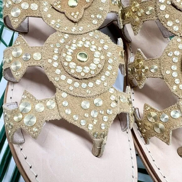 Cecelia New York Sand Bubbly Gladiator Studded Flat Sandals Size 6.5 NWB