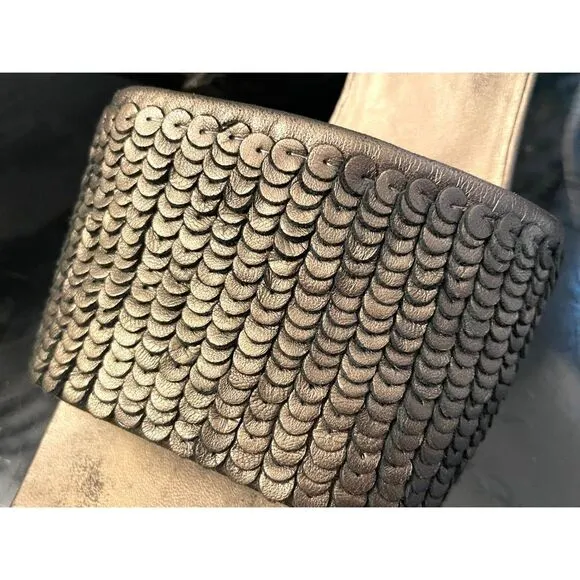 Celine Embellished Bronze Leather Slides Women’s Shoes Size 10/40 Medium