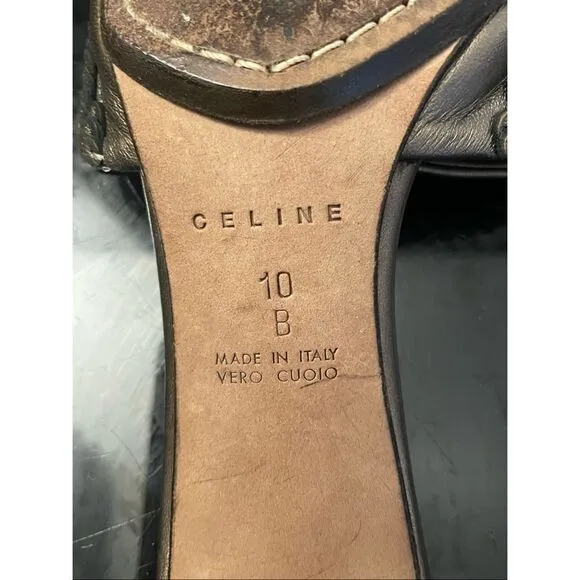 Celine Embellished Bronze Leather Slides Women’s Shoes Size 10/40 Medium