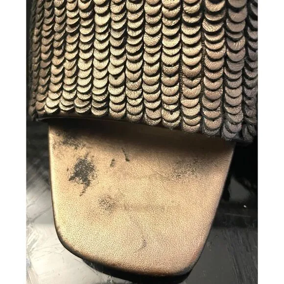 Celine Embellished Bronze Leather Slides Women’s Shoes Size 10/40 Medium