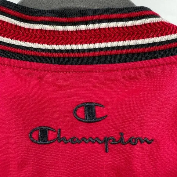 Champion Men's Red V-Neck Golf Pullover Zipper Pocket Windbreaker jacket Size M