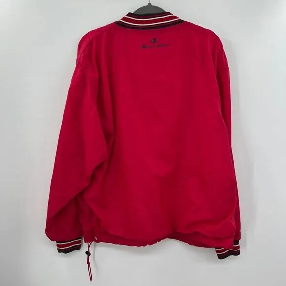 Champion Men's Red V-Neck Golf Pullover Zipper Pocket Windbreaker jacket Size M