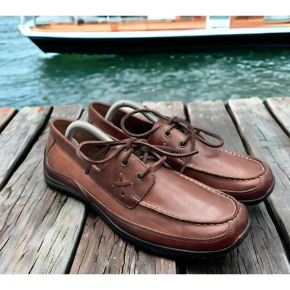 Chaps Polo RL Merc Brown Leather Deck Shoes Mens 9.5 Light Use Fast Shipping