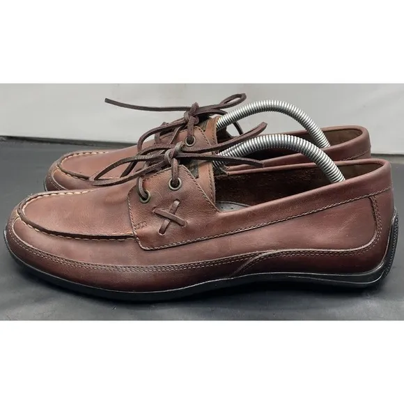 Chaps Polo RL Merc Brown Leather Deck Shoes Mens 9.5 Light Use Fast Shipping