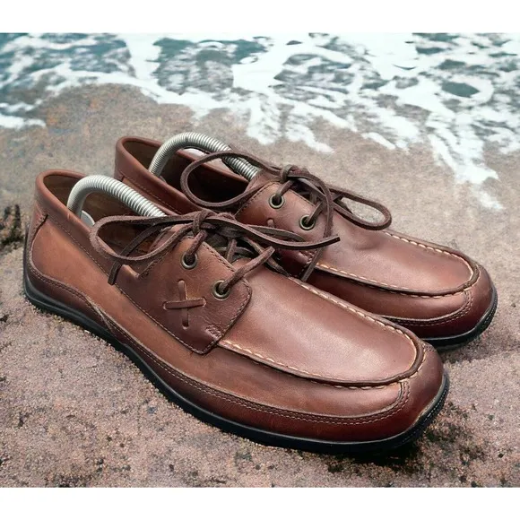 Chaps Polo RL Merc Brown Leather Deck Shoes Mens 9.5 Light Use Fast Shipping