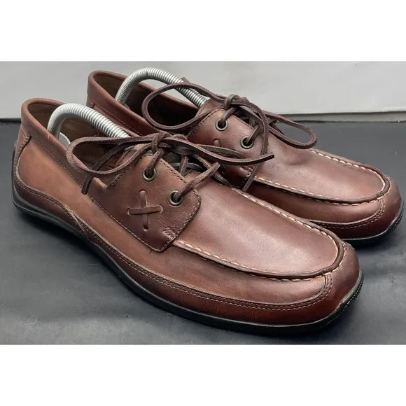 Chaps Polo RL Merc Brown Leather Deck Shoes Mens 9.5 Light Use Fast Shipping