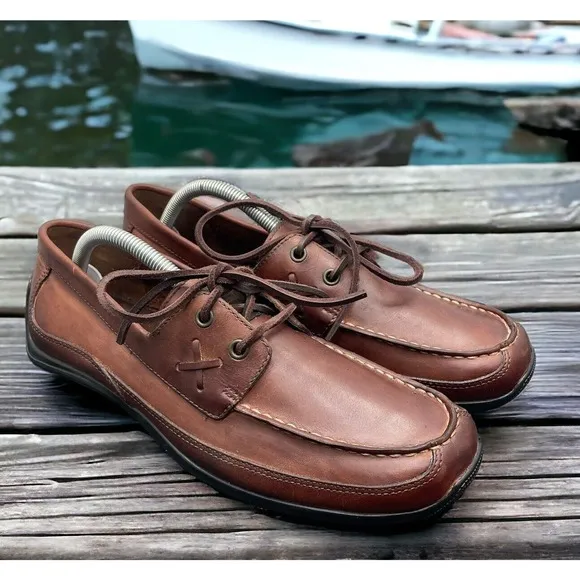 Chaps Polo RL Merc Brown Leather Deck Shoes Mens 9.5 Light Use Fast Shipping
