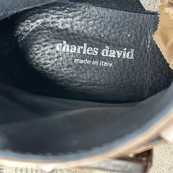Charles David Studded Moto Ankle boots  made in Italy
