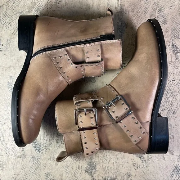 Charles David Studded Moto Ankle boots  made in Italy