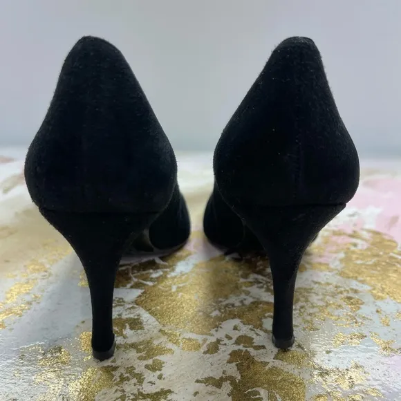 Charles Jourdan vintage black suede heels shoes 6.5