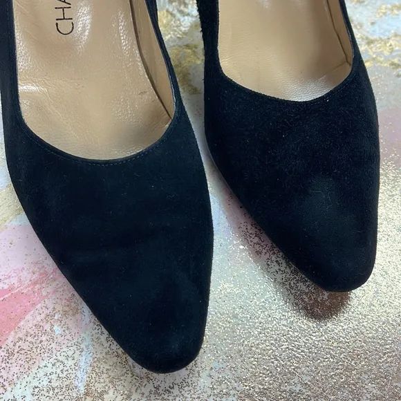 Charles Jourdan vintage black suede heels shoes 6.5