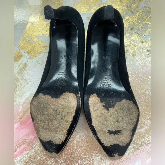 Charles Jourdan vintage black suede heels shoes 6.5