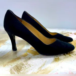 Charles Jourdan vintage black suede heels shoes 6.5