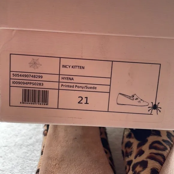 Charlotte Olympia shoes for baby. Printed pony /suede size 21 cat face stiches