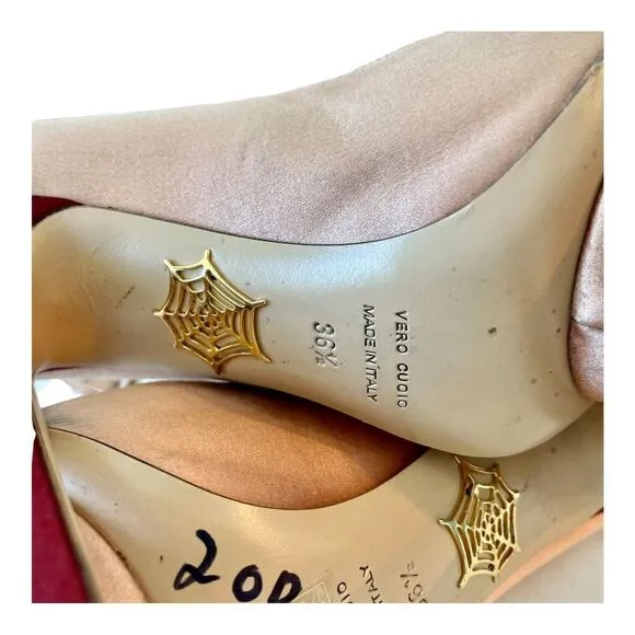Charlotte Olympia Pink Silk Maroon Rhinestones Kiss Ankle Strap Heels Shoes 6.5