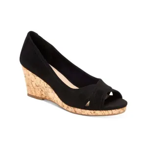 CHARTER CLUB Womens Black 1/2&quot; Platform CorkToniie Wedge Slide Sandals 5.5 M