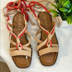 Chelsea &amp; Violet Women's Tan and Red Sandals