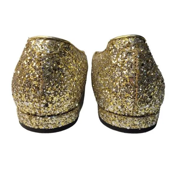 Chiara Ferragni Gold Sparkle Leather Flats (Size 8.5)