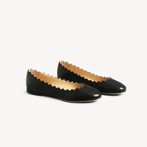 Chloé Lauren Scalloped Leather Ballet Flats Black 34 (US 4) specialty size
