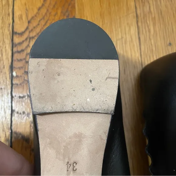Chloé Lauren Scalloped Leather Ballet Flats Black 34 (US 4) specialty size