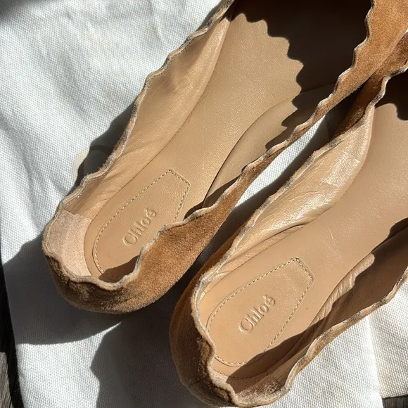 Chloe scalloped Tan Suede