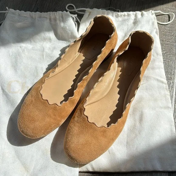 Chloe scalloped Tan Suede