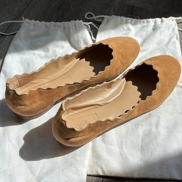 Chloe scalloped Tan Suede