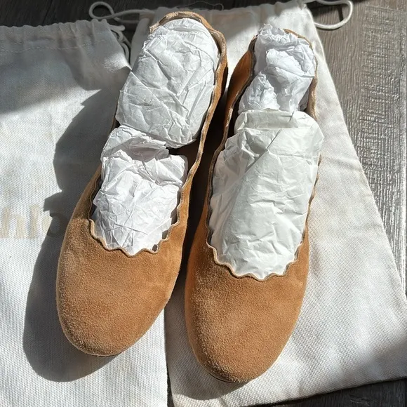 Chloe scalloped Tan Suede