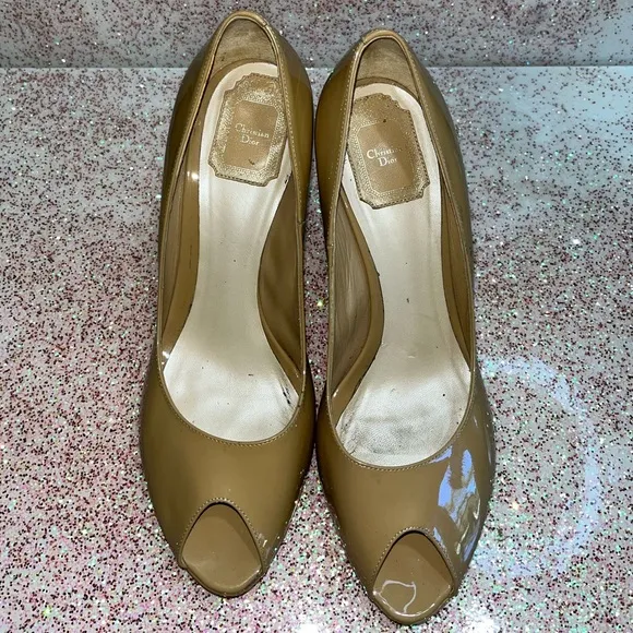 Christian Dior patent leather peep toe pumps - Size 40
