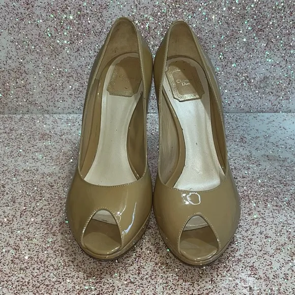 Christian Dior patent leather peep toe pumps - Size 40