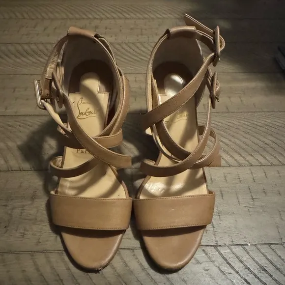 Christian Louboutin Tan Strappy Sandals