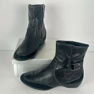 Circa Joan &amp; David CJFRESH Black Leather Ankle Boots Womans Size US 8.5M