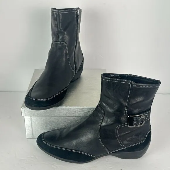 Circa Joan &amp; David CJFRESH Black Leather Ankle Boots Womans Size US 8.5M