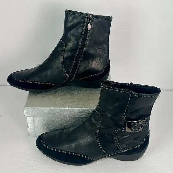 Circa Joan &amp; David CJFRESH Black Leather Ankle Boots Womans Size US 8.5M