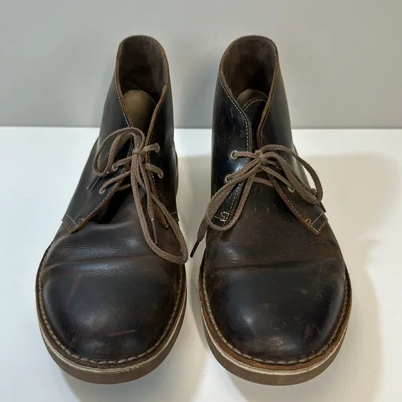 Clarks Bushacre 2 Brown Beeswax Leather Chukka Desert Ankle Boots Size 11.5
