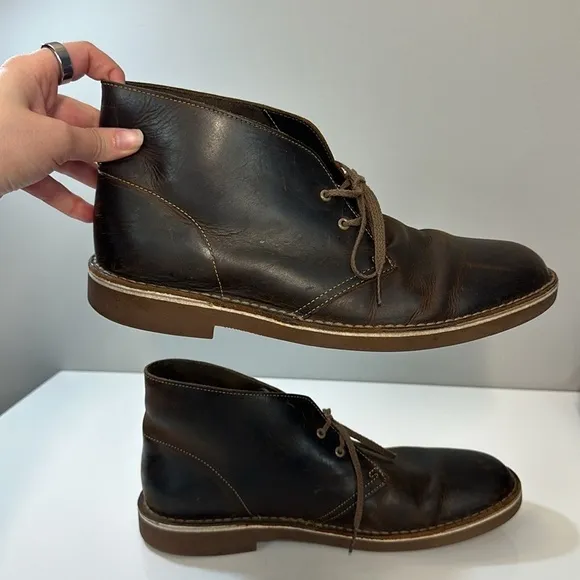 Clarks Bushacre 2 Brown Beeswax Leather Chukka Desert Ankle Boots Size 11.5