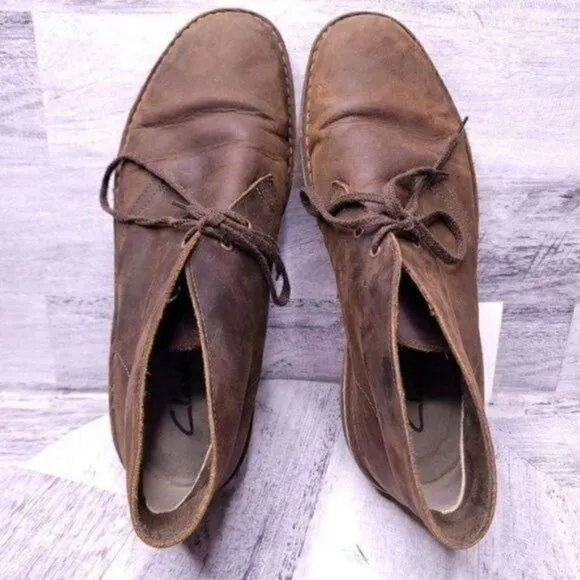 Clarks Bushacre Leather Lace Up Chukka Ankle Boot Brown Men's sz 11.5