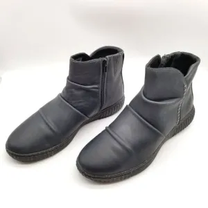 Clarks Caroline Rae Boots Women's 9 M Black Leather Ankle Ruched Zip Up