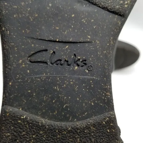 Clarks Caroline Rae Boots Women's 9 M Black Leather Ankle Ruched Zip Up