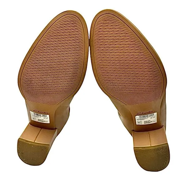 Clarks Contour Cushion Women’s Heels Tan Leather Size 10 Medium Pre-Owned