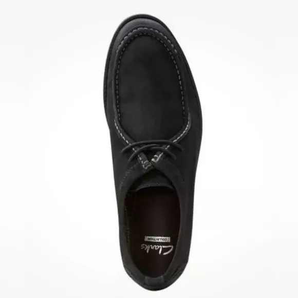 CLARKS Delsin Rise 11 M Black Suede Leather Oxford Lace Up Shoes Excellent Cond