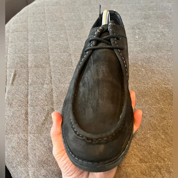 CLARKS Delsin Rise 11 M Black Suede Leather Oxford Lace Up Shoes Excellent Cond