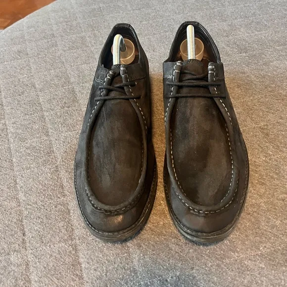 CLARKS Delsin Rise 11 M Black Suede Leather Oxford Lace Up Shoes Excellent Cond